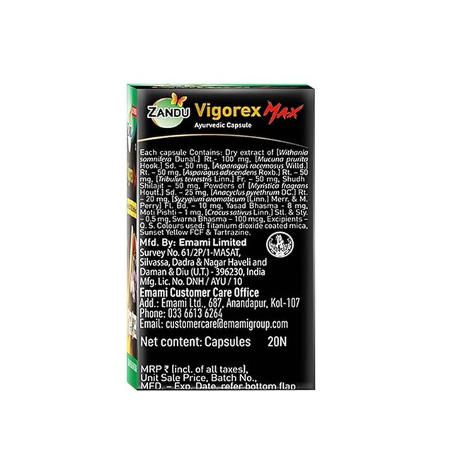 Zandu Vigorex MAX enriched with Shilajit, Gold, Saffron, Pearl and Ashwagandha