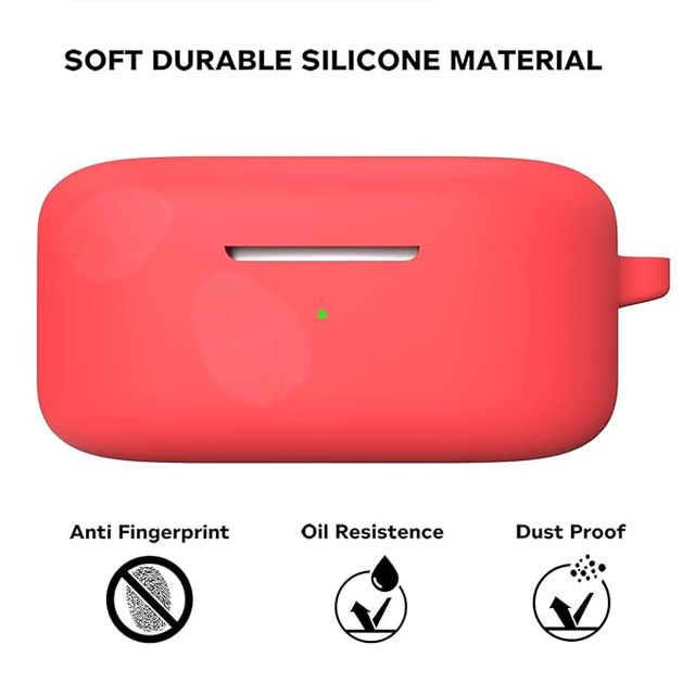 Sounce Silicone Case for OnePlus Nord Buds 2 | 360 Protection | Shockproof With Keychain | Red