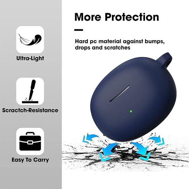 Sounce Portable Silicone Case Cover for Realme Buds Air 3 Neo | Anti-Dust with Keychain | Blue