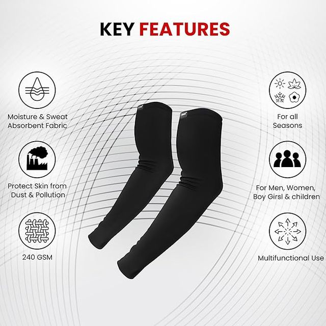 Autofy Pro-Fit Arm Sleeves | 240 Gsm & Cool-Max Balaclava | 240 Gsm Combo | Unisex - Pack Of 2 1 pc X 2 Combo