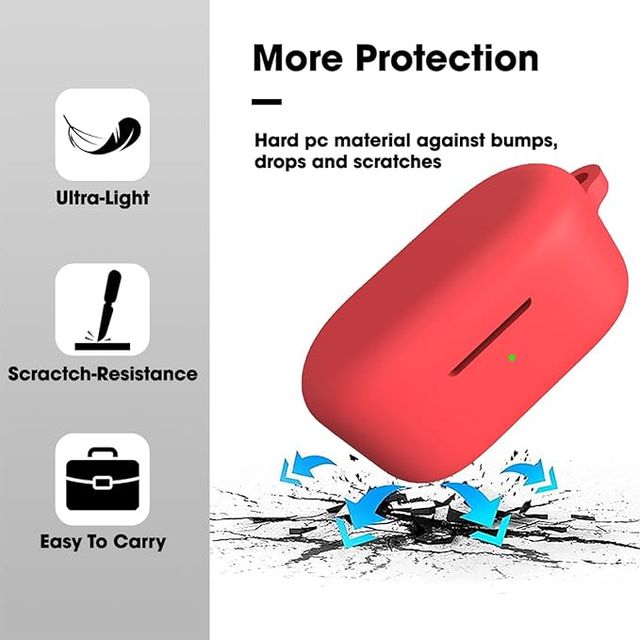 Sounce Silicone Case for OnePlus Nord Buds 2 | 360 Protection | Shockproof With Keychain | Red