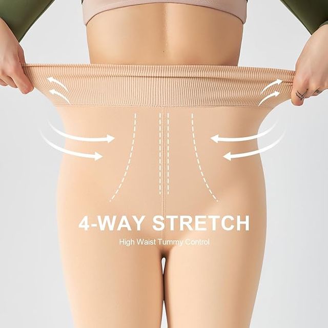 Blinkin Beige Warm Fleece Velvet Touch Thermal Stockings For Women | Free Size