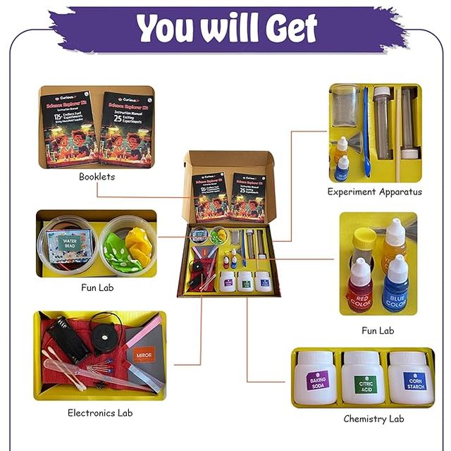 Physics Wallah Curious Jr 150+ Experiments Science Explorer Kit | Multicolor