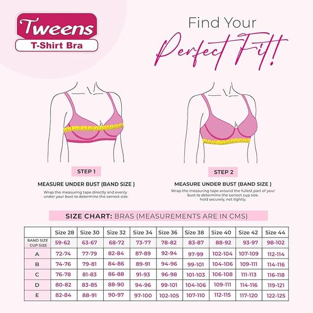 Tweens Medium Padded Cotton Rich Full Coverage T-Shirt Bra | Black-34D