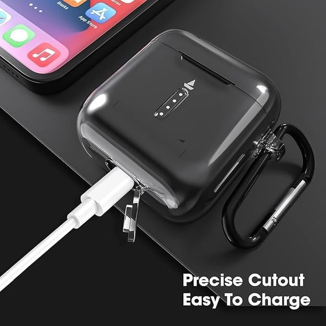 Sounce Silicone Case Cover for Boat Airdopes 141 | Shock-Absorbing | with Keychain & Front LED Visible, Transparent