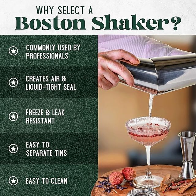 Lifelong Mixology Cocktail Shaker Set | Weighted Boston Shaker,  Strainer & Japanese Jigger