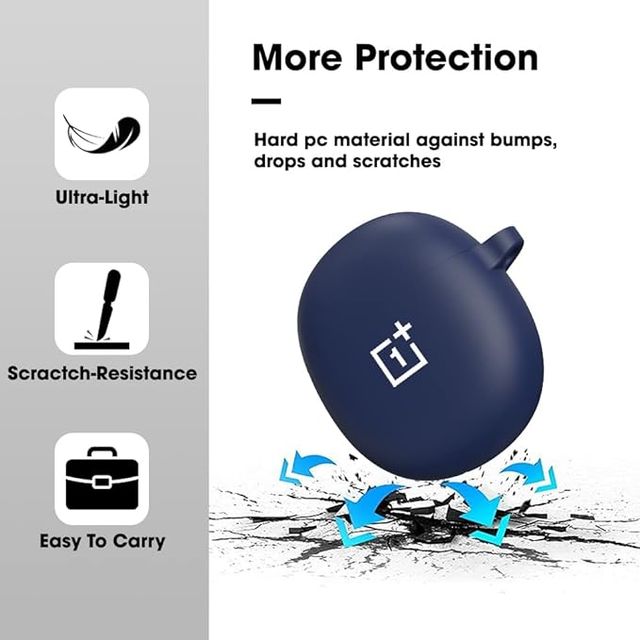 Sounce Silicone Case Cover for OnePlus Nord Buds CE | Shockproof with Keychain & LED Visible | Blue