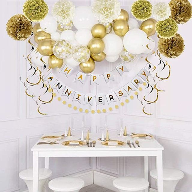 Happy Anniversary Banner - 16 Paper Flags (Colour May Vary)