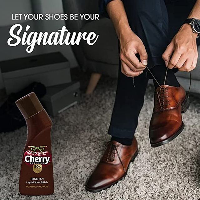 Cherry Dark Tan Shoe Polish, Liquid Shoe Shiner 75 ml Combo