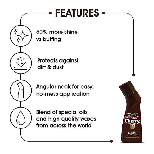 Cherry Dark Tan Shoe Polish, Liquid Shoe Shiner 75 ml Combo