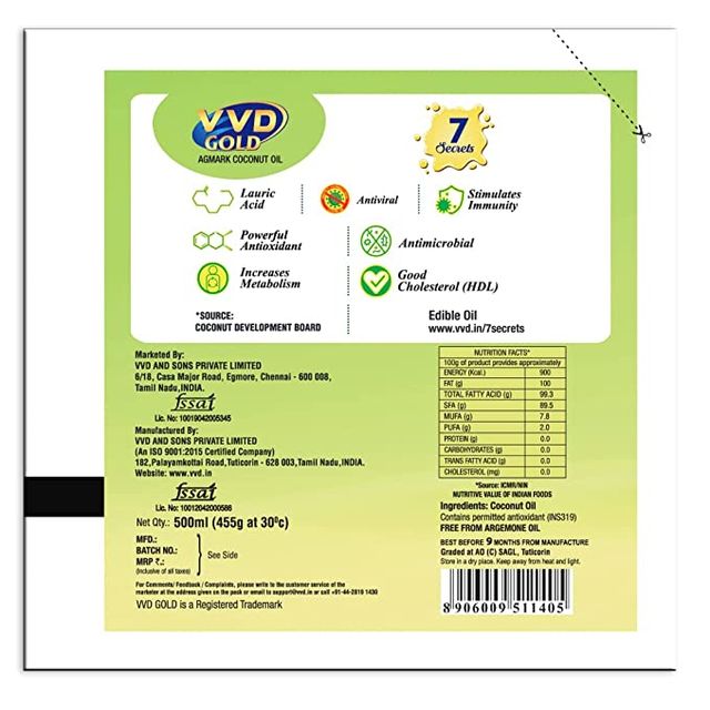 VVD Gold Agmark Coconut Oil | Pouch