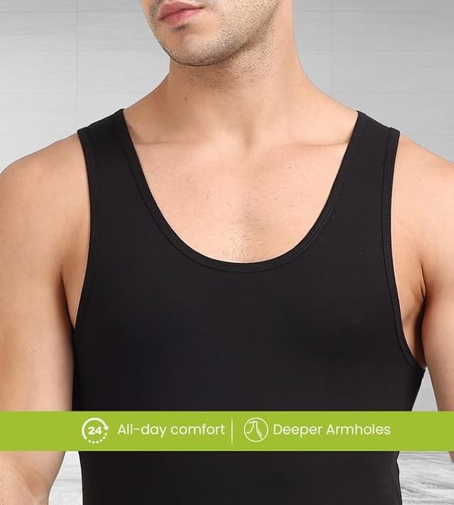 Regular Fit Organic Cotton Vest for Men - Pack of 2-L