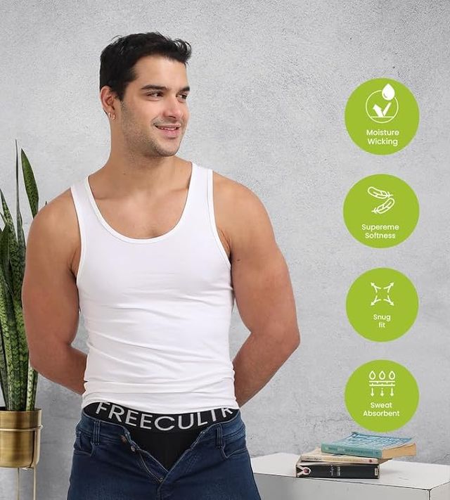 Regular Fit Organic Cotton Vest for Men - Pack of 2-L