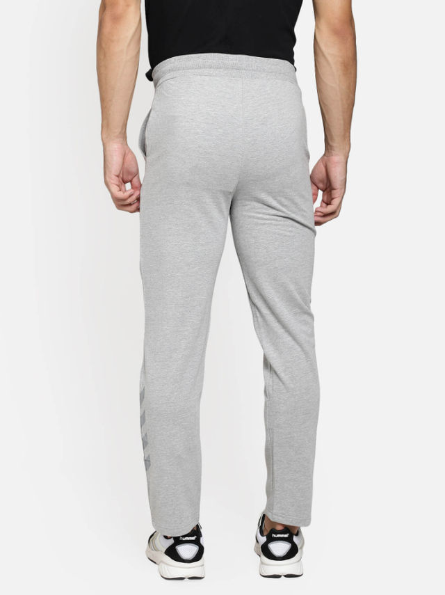 hummel Men's Alex Solid Regular Fit Cotton Poly Track Pant with Zipper Pockets | Grey - S