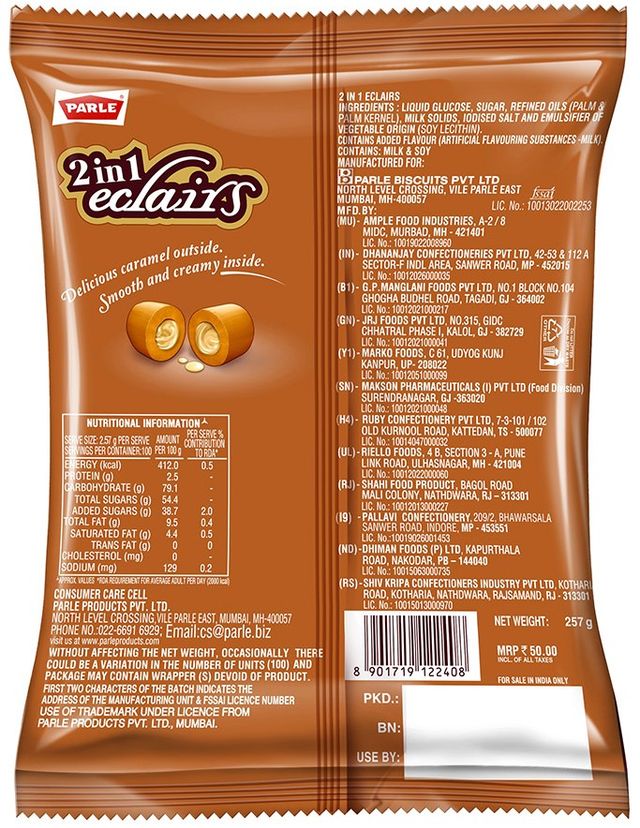 Parle 2 In 1 Eclairs Toffee
