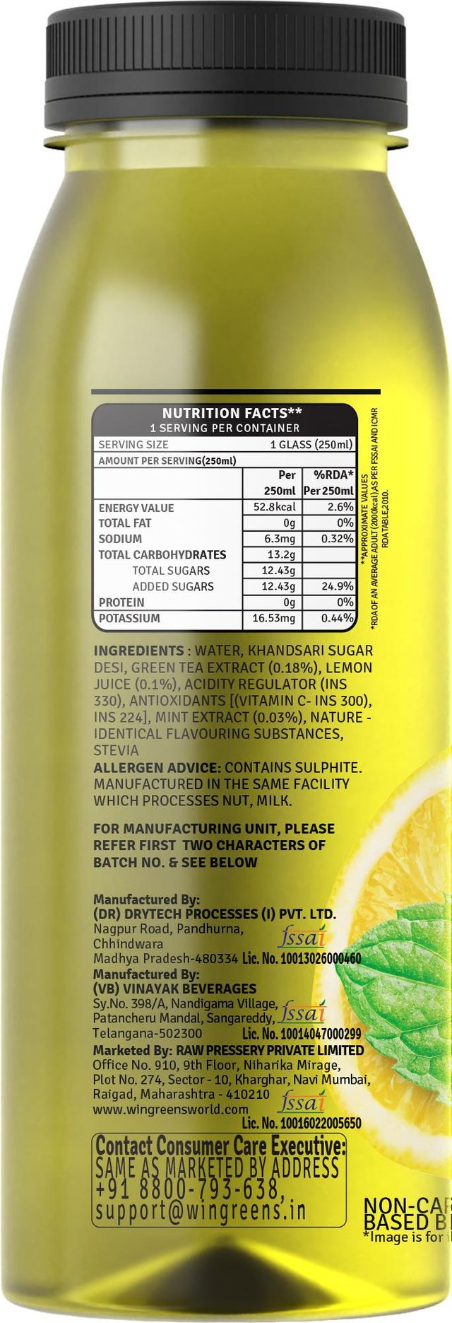 Raw Pressery Iced Green Tea Mojito Mint