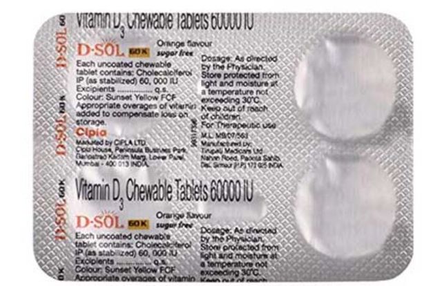 D Sol 60K Chewable Sugar Free Orange Tablet