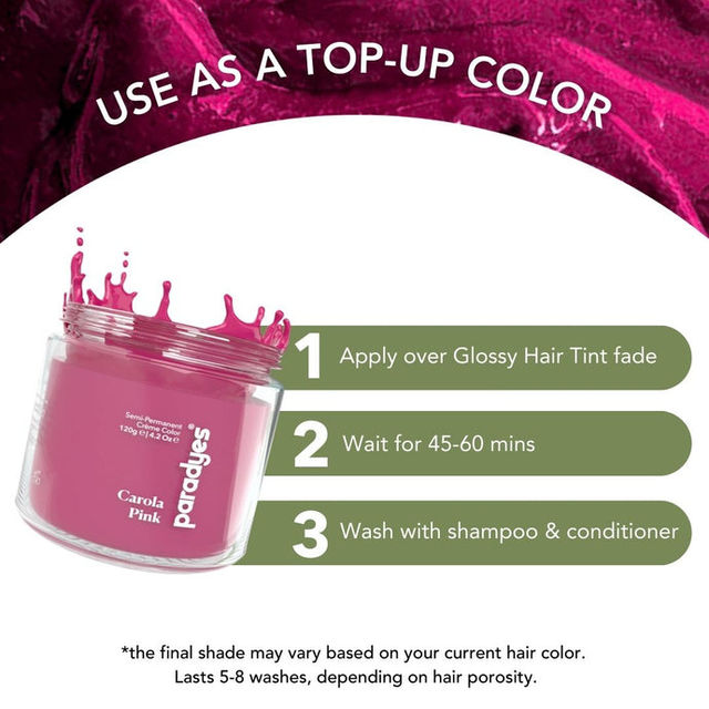 Paradyes Ammonia Free Semi-Permanent Hair Color Jar Only Carola Pink