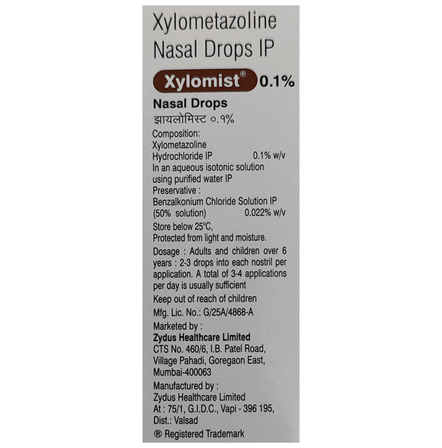 Xylomist 0.1% Nasal Drops