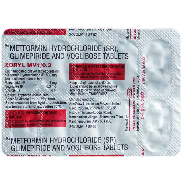 Zoryl MV 1/0.3 Tablet