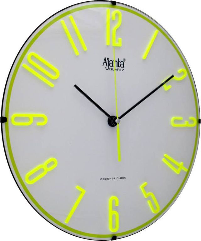 Ajanta Analog 30 cm x 30 cm Wall Clock | Green | With Glass | Standard
