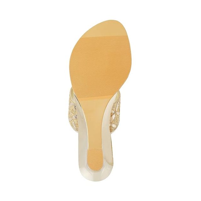 Mochi Women Gold Color Heel Slip On Ethnic Size UK 8 (35-4720)