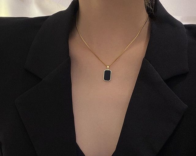 Just Lil Things Gold Black Onyx Pendant Necklace | Jltn0691