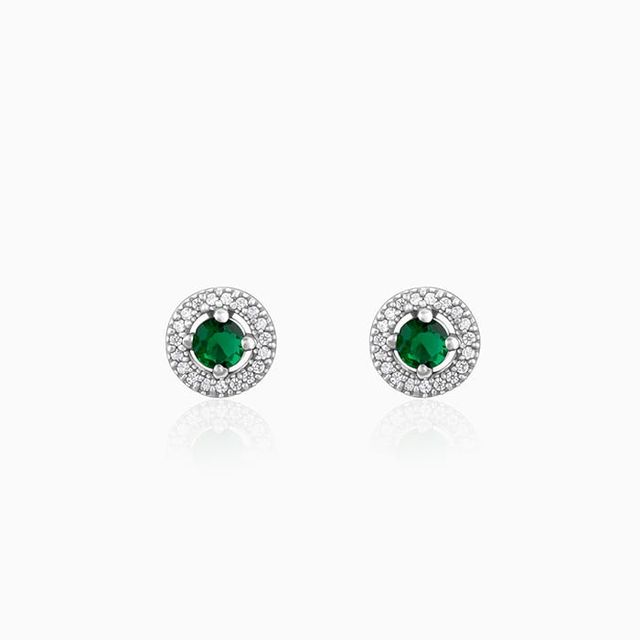 Giva Silver Forest Green Shining Halo Studs