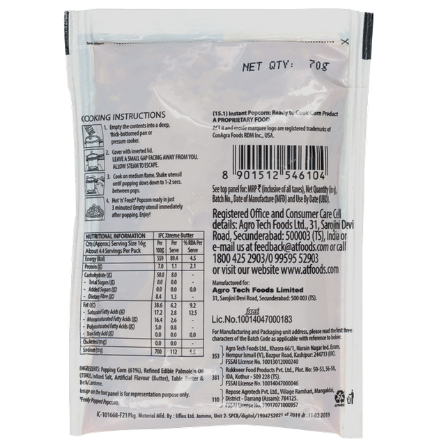 ACT II Instant Popcorn - Xtreme Butter, Pack of 3, Hot & Fresh in 3 mins-70g