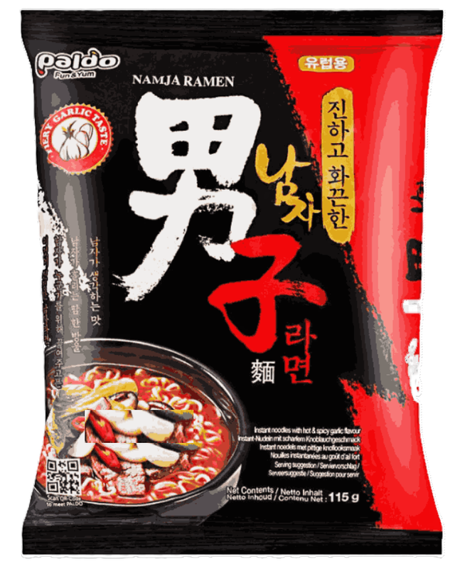 Paldo Namja Korean Noodles Hot And Spicy With Garlic Veg