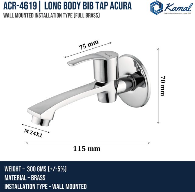 Kamal Long Body Bib Tap - Acura | Acr-4619 Bib Tap Faucet