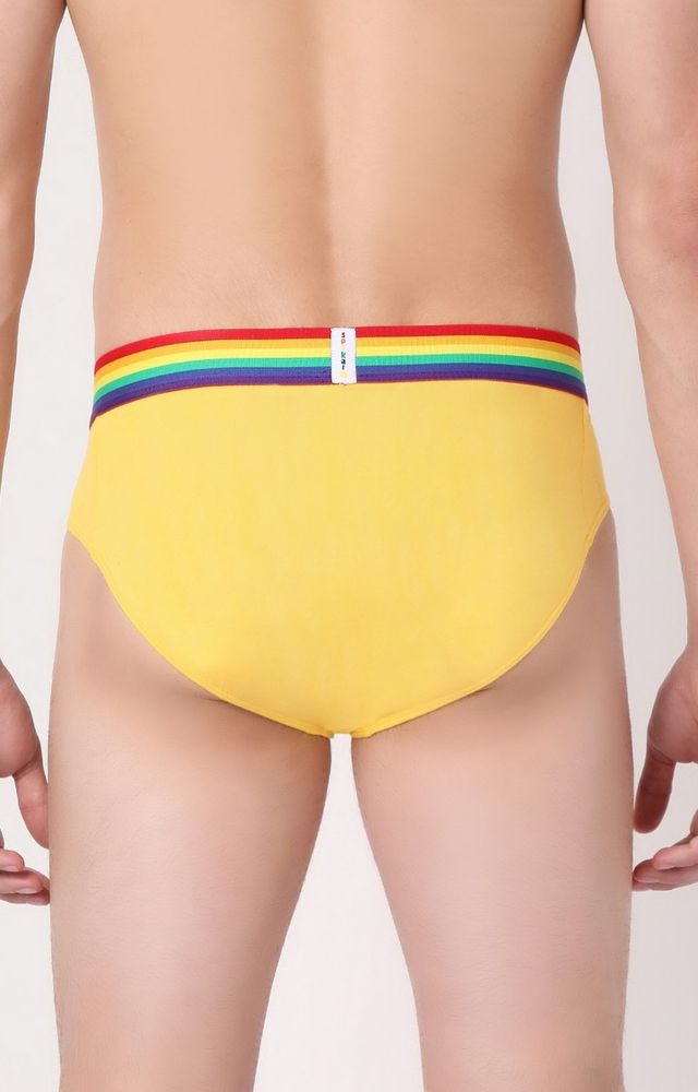 Underjeans By Spykar Men's Solid Brief | Yellow - M