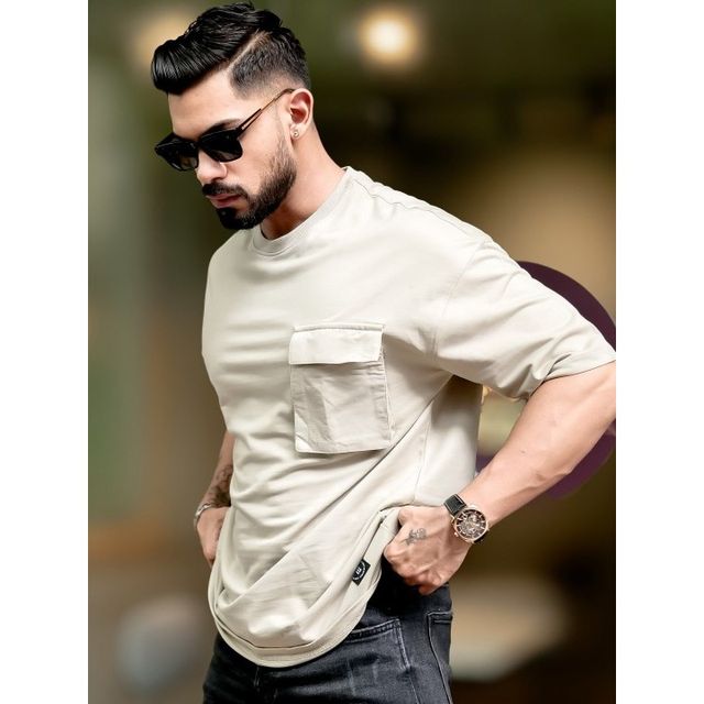 Maniac Men's Solid Polo Neck 3/4Th Sleeve Biscuit Cotton T-Shirt | Biscuit | XL