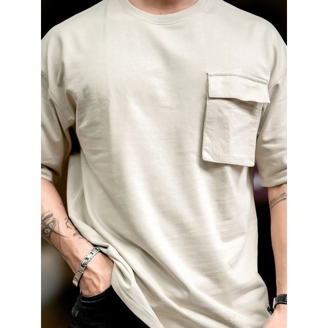 Maniac Men's Solid Polo Neck 3/4Th Sleeve Biscuit Cotton T-Shirt | Biscuit | XL