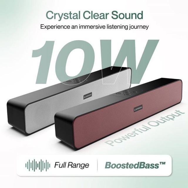 Ambrane 10W Wireless Bluetooth Speaker With 11Hrs Playtime, 51Mm Driver Soundbar Evoke Wave