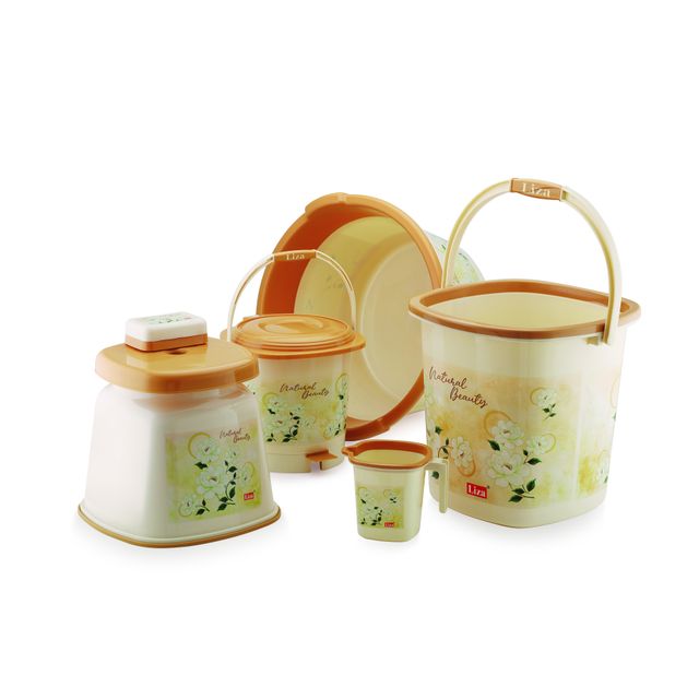 Liza Industries Bathroom Set - Jumbo 6 Pcs - 25 L, Tub 30, 1.5 Mug, Big Patla, Db, Sc (Colour May Vary)