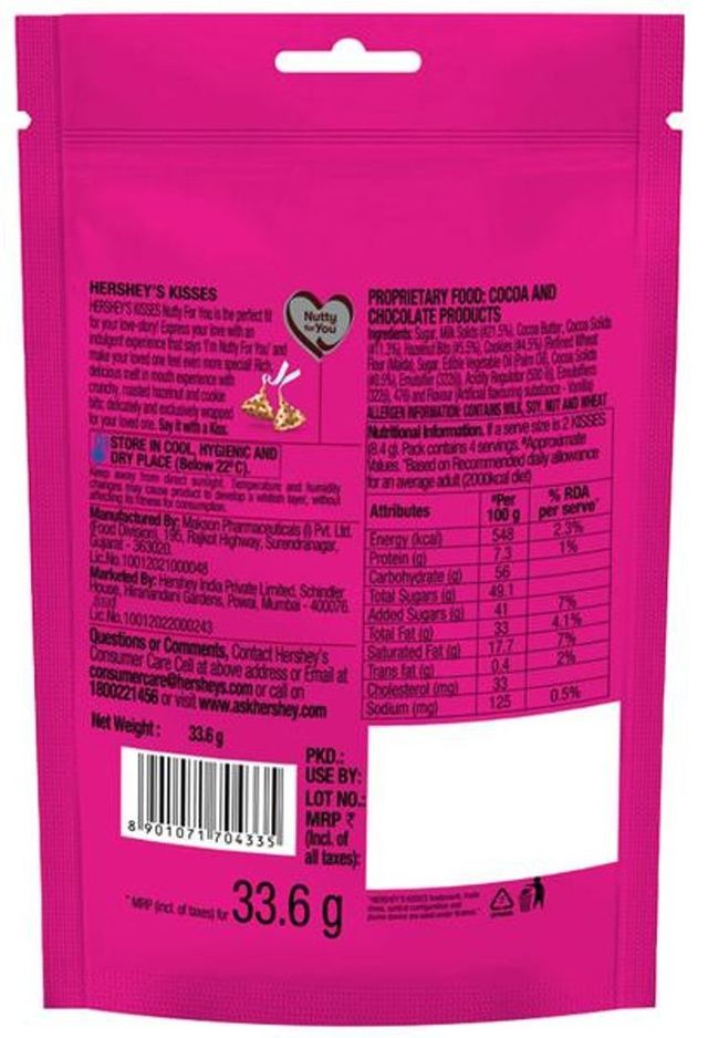 Hershey'S Kisses Hazelnut 'N' Cookies Chocolate Share Bag Small