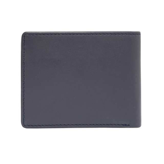 United Colors Of Benetton Men's Logo Genuine Leather Global Coin Wallet | Navy - Free Size