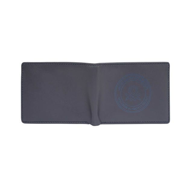 United Colors Of Benetton Men's Logo Genuine Leather Global Coin Wallet | Navy - Free Size