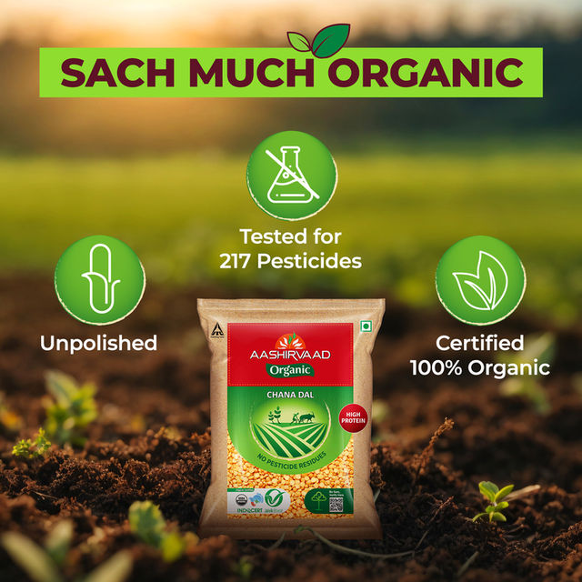 Aashirvaad Organic Chana Dal (Split) | 100% Organic Chana Dal Rich in Protein