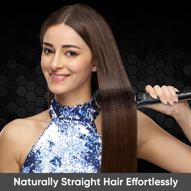 VEGA Hair Straightener Brush With Ionic&Thermoprotect Technology & 16 Temperature Settings,Vhsb-04