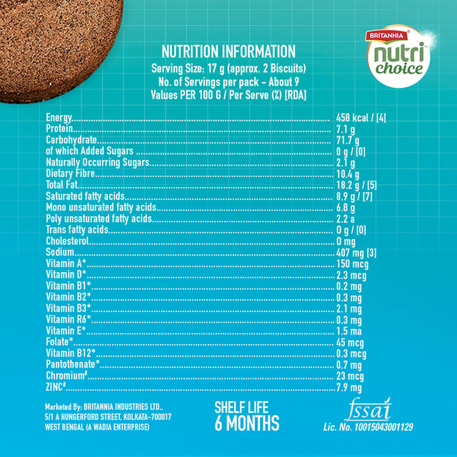 Britannia NutriChoice Ragi Cookies | Diabetic Friendly | Zero Added Sugar & 0% Maida 150 g Combo