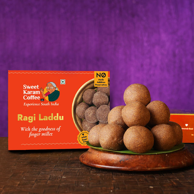 Sweet Karam Coffee Peanut Chikki Bites 150.0 Gram(150gms) & Sweet Karam Coffee Ragi Laddu - Healthy Snacks 150.0 Gram(150gms) Combo