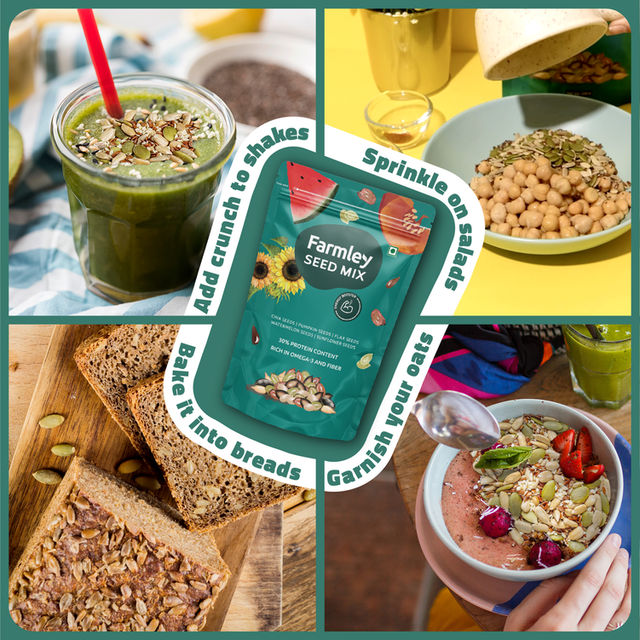 Farmley Seed Mix Superfood Rich In Protein- Pumpkin, Watermelon, Sunflower, Flax, Chia Seeds