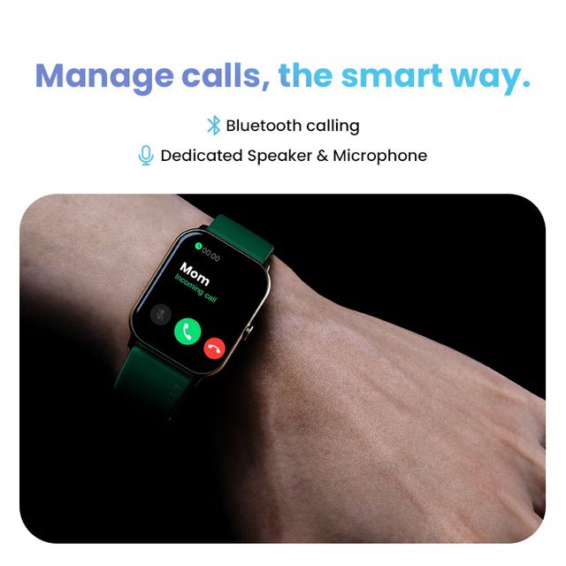 Boult Drift Bt Calling 1.69" Hd Display, 140+ Watchfaces, Ip67 Smartwatch(Green Strap)