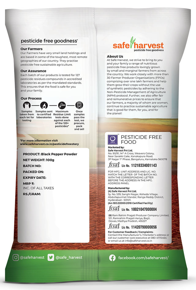 Safe Harvest Black Pepper Powder 