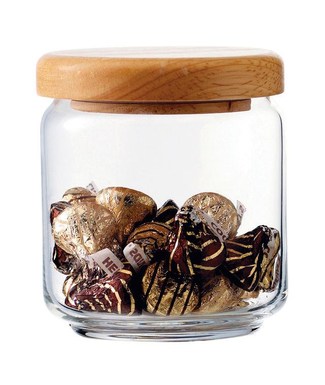 Ocean Pop Glass Jar Set with Wooden Lid (500 ml, 6Pcs)
