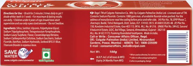 Colgate Visible White Toothpaste Teeth Whitening Starts in 1 week Safe on Enamel, Stain Removal