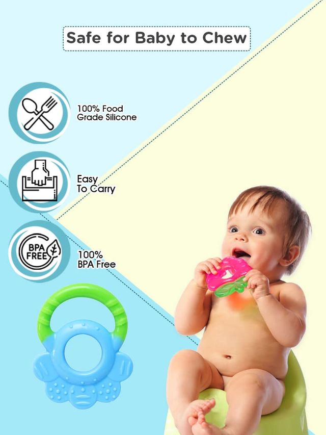 Mee Mee Multi - Textured Silicone Teether For Kids | Blue and Green