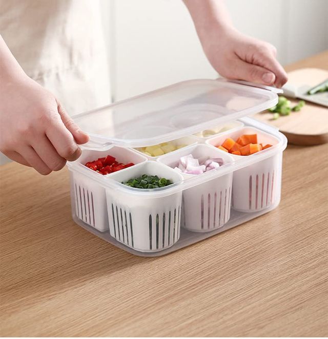 New Dawn 6 Grid Fridge Storage Boxes Fridge Storage Containers Cut Vegetable Storage Box